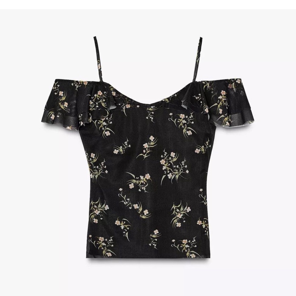 Zara Printed Tulle Top